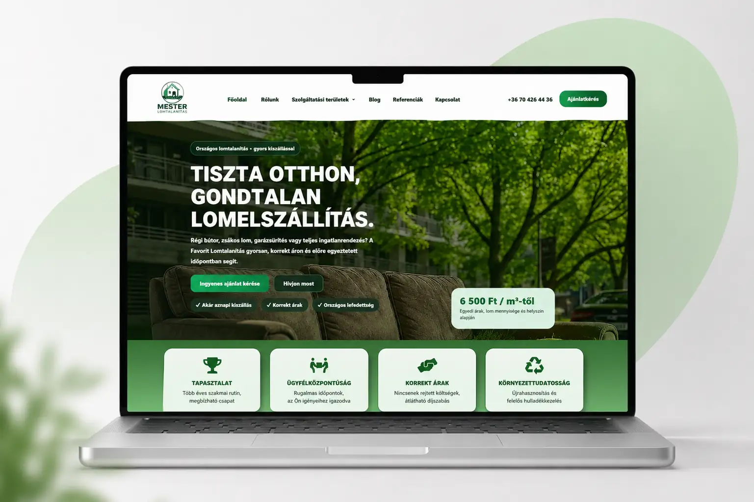 Favorit Lomtalanítás weboldal referencia