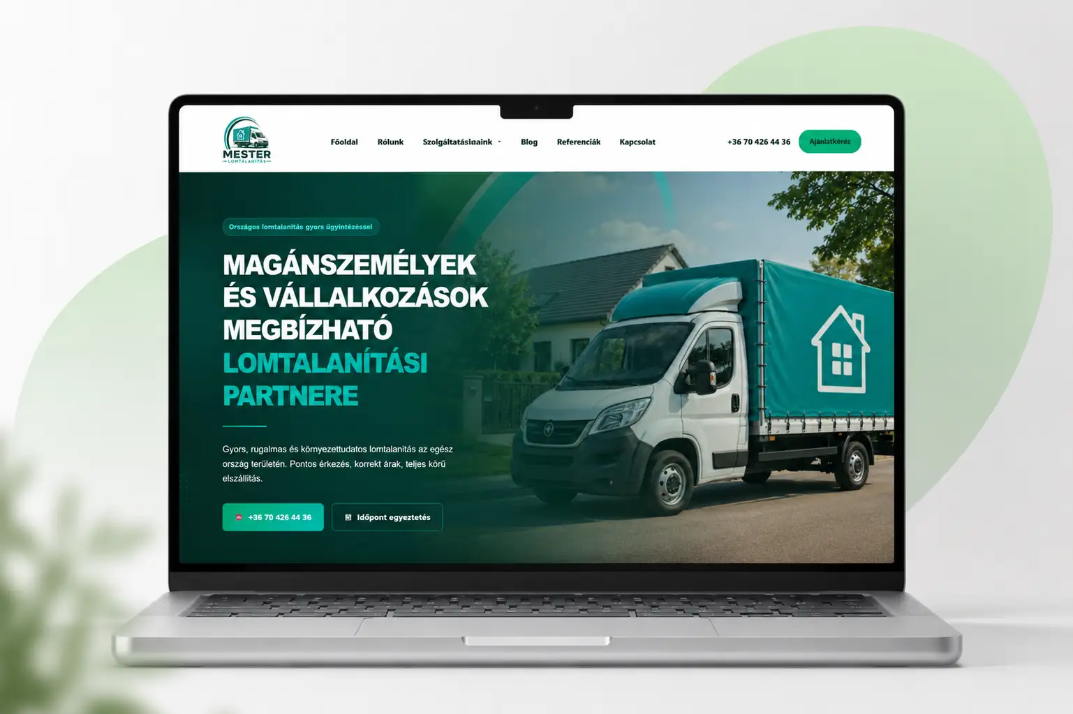 Mester Lomtalanítás weboldal referencia