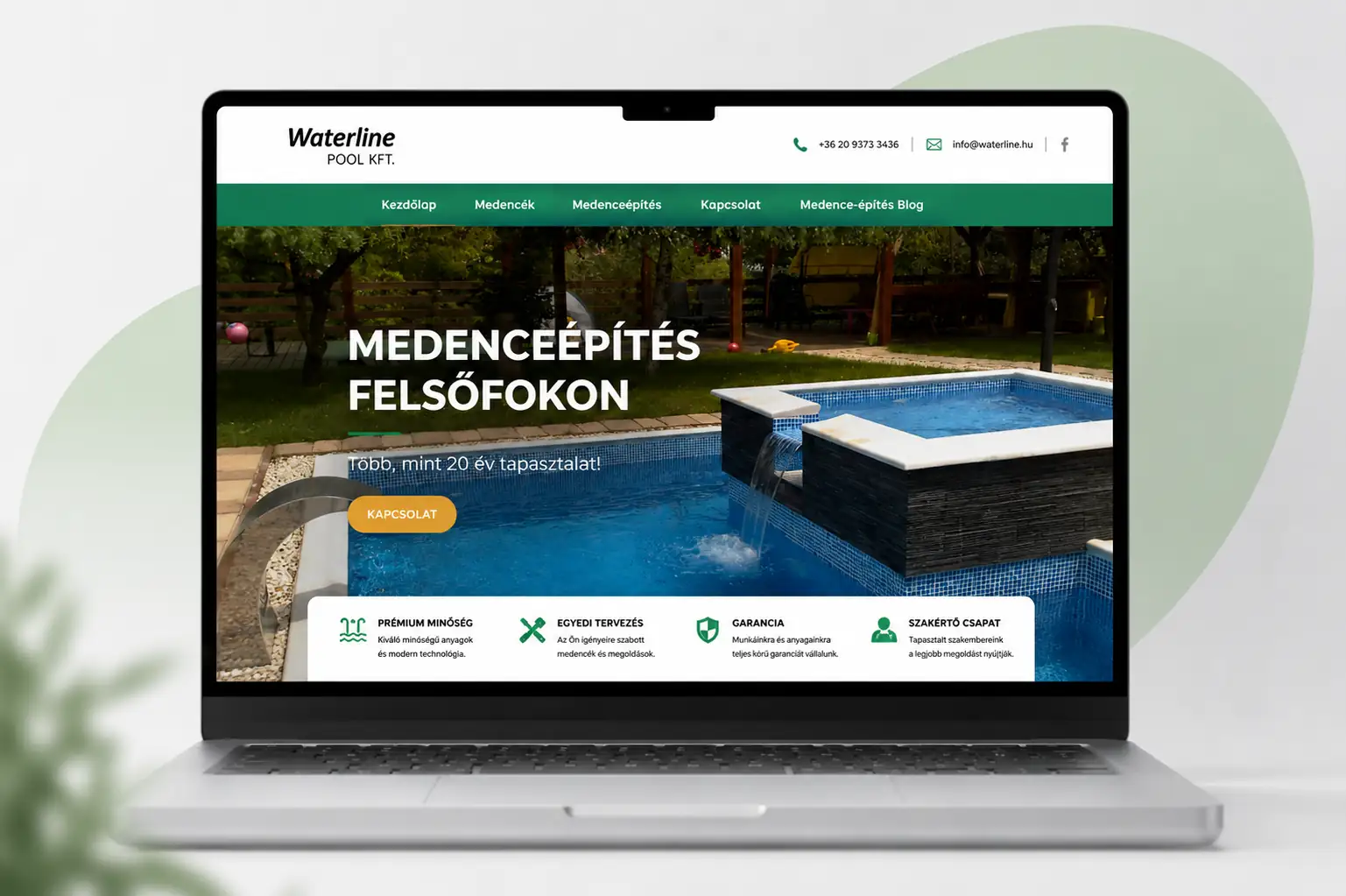 Medence Építés weboldal referencia